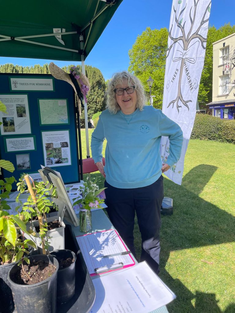 Picture of Niki manning the Trees for Wimborne stall on the Minster Green